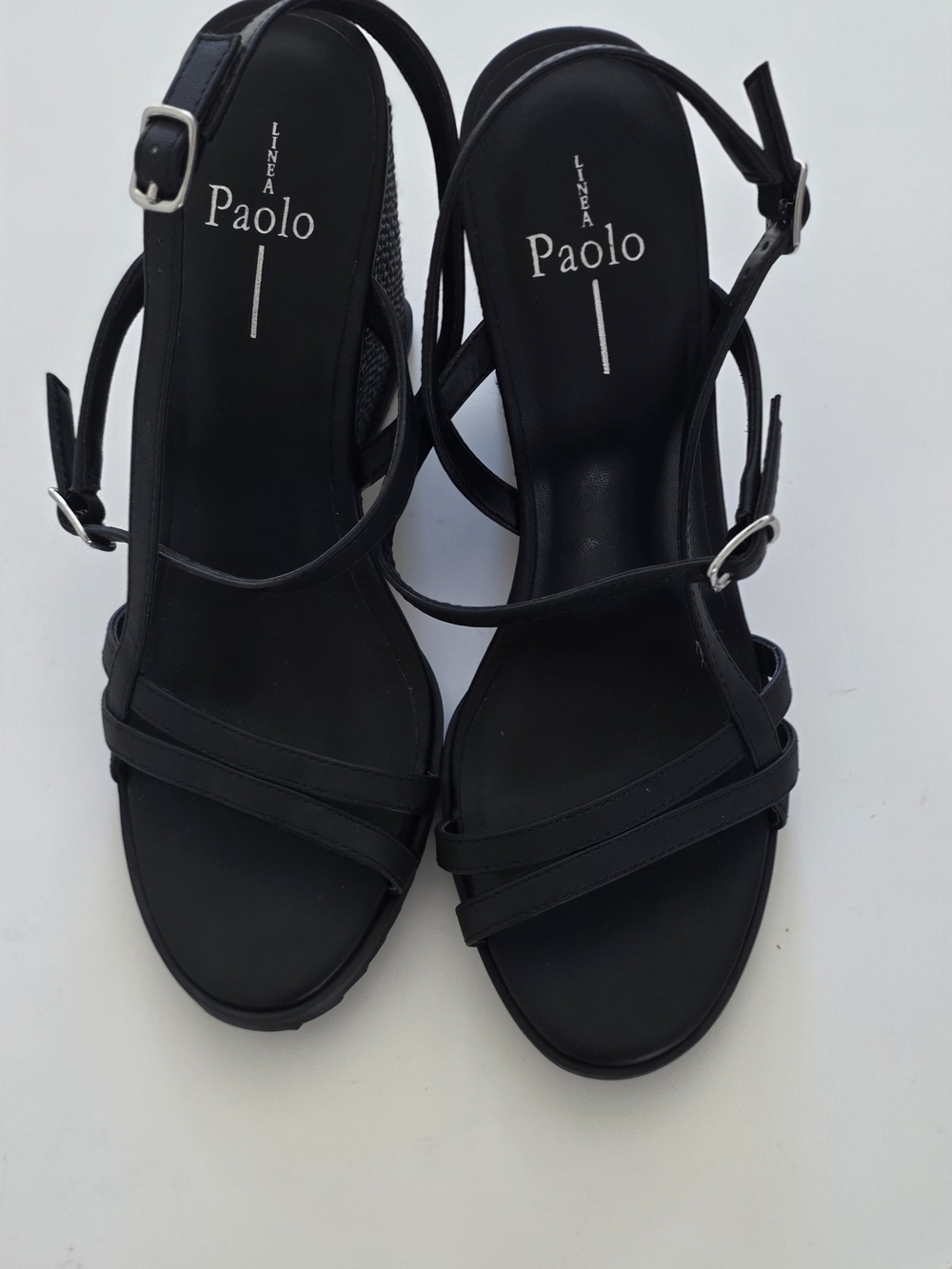 Paolo Black Multi-Strap Slingback Heels